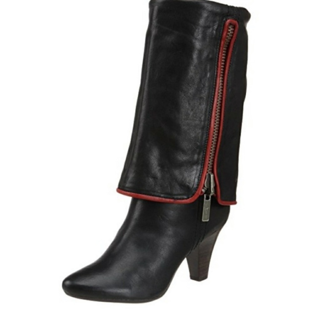 Frye Black and Red Heeled Boots